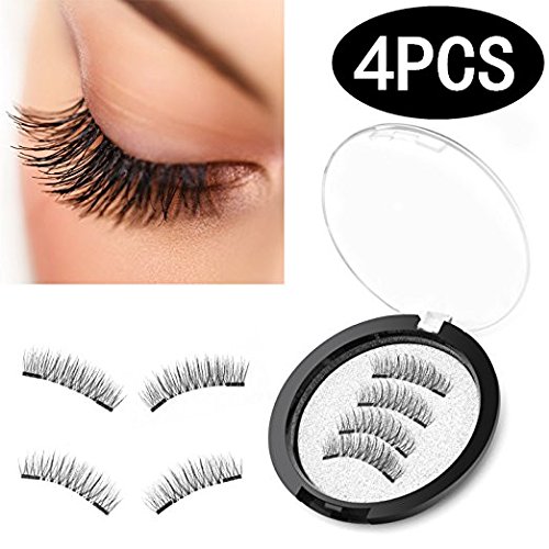 Magnetic Eyelashes [No Glue], Premium Quality [Perfect Size For All Eyes] False Eyelashes Set for Natural Look - Best Fake Lashes Extensions One Two Cosmetics 3D Reusable[4PCS]