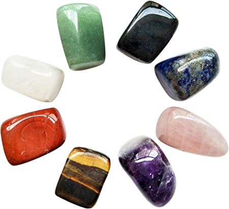 Natural Healing Crystal Chakra Stones for Crystal Therapy, Chakra Healing, Meditation, Worry Stones, Relaxation, Decor. (8-pcs Chakra Stones)