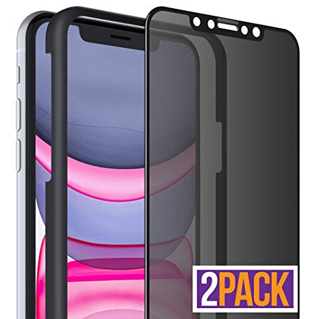 FlexGear Privacy Screen Protector for iPhone 11 [Full Coverage] Tempered Glass (2-Pack)