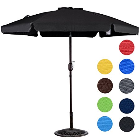 Sundale Outdoor 7.5 Feet Aluminum Beach Drape Umbrella with Crank and Push Button Tilt, 6 Fiberglass Ribs (Black)