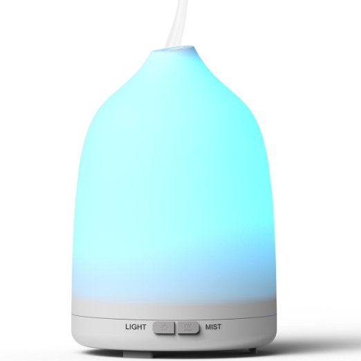 Aroma Diffuser,Holan 120ml Aromatherapy Essential oil Diffuser Cool Mist Humidifier [Auto Shut Off] [Silent Operation] [Multi Colors Option] [Mist Modes/Continuous /30s Intervals] [Tap Water] [Enough Steam] with 5.7ft Cord, Light & Portable [simple to use / unscrew lid] as Air Freshener for Bedroom, Nursery