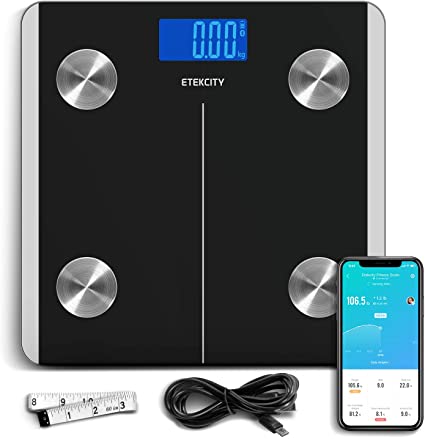 Etekcity Digital Body Weight Scale, Smart Bluetooth Rechargeable Body Fat Analyzer Tracks 13 Key Compositions, 400 lbs