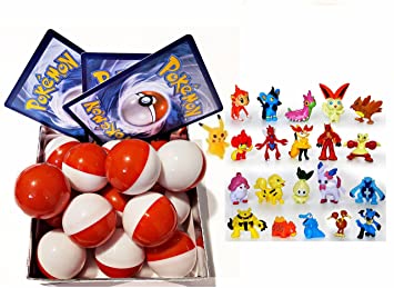 33 count party pack (15 mini pokēballś,15 PKMN-action-figures inside, 3 PK trading cards) perfect for , party favours, school prizes, gifts,friendship charms and more (1pack)
