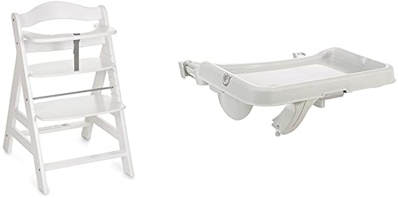 Hauck Alpha  Wooden Highchair - White   Alpha Tray