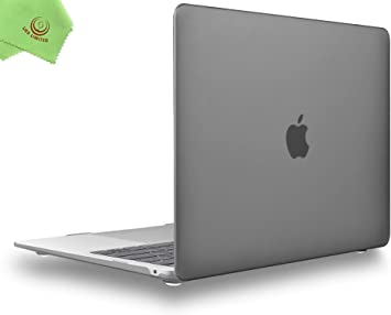 UESWILL Matte Hard Case Cover for 2020 2019 2018 MacBook Air 13 inch M1 Retina Display & Touch ID & USB-C Model A2337 A2179 A1932   Microfiber Cloth, Gray