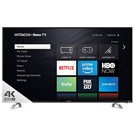 Hitachi 55RH1 55" UHD with HDR Roku Smart LED TV, Black (2018 Model)