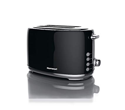 Artisan 2 Slot Toaster by Homeart | 2019 Best Electric Toaster with Multi-Function Toaster Options | Vintage Toaster Stainless Steel (Black)