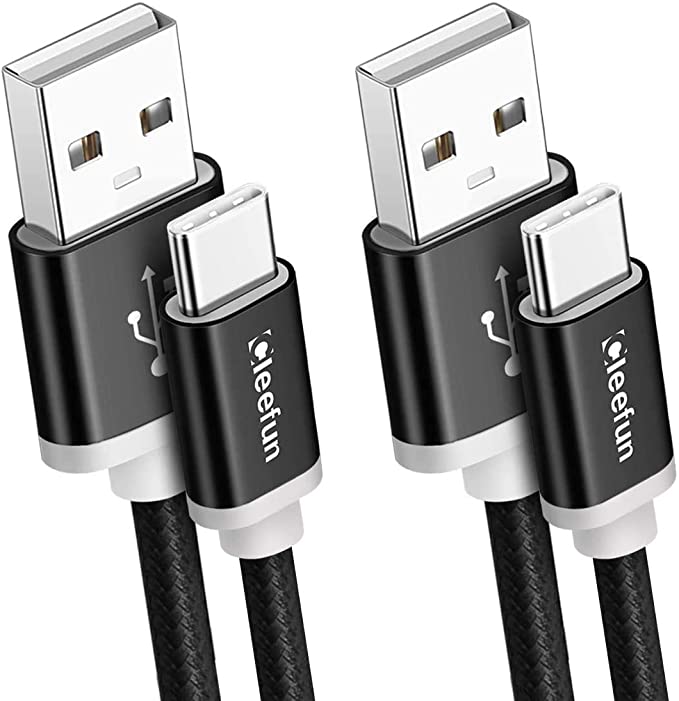 CLEEFUN 3m 2-Pack Long USB C Cable, 3A Fast Charging Durable Nylon Braided USB-A to Type-C Quick Charger Cord for Samsung Galaxy S10 S9 S8 S20 Plus Note 10 20, A20e A21s A51 A71, Moto G8 G7  Power