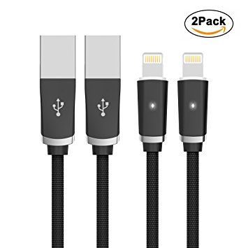 Aimus [2 Pack] 4FT 6FT Cotton Braided Lightning to USB Charger Cable Lead Connector for iPhone X 8 Plus 7 Plus 6S Plus 6 Plus SE 5S 5C, iPad Mini 2 3 4 Air IOS11 IOS10 (Black)