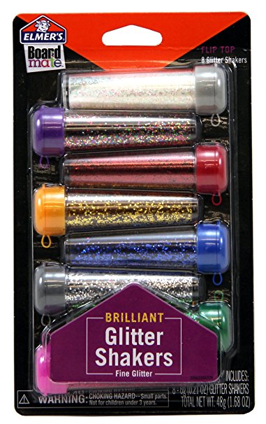 Elmer's Board Mate Glitter Shakers, 8 Flip-Top Shakers in 8 Vibrant Colors (E3066)