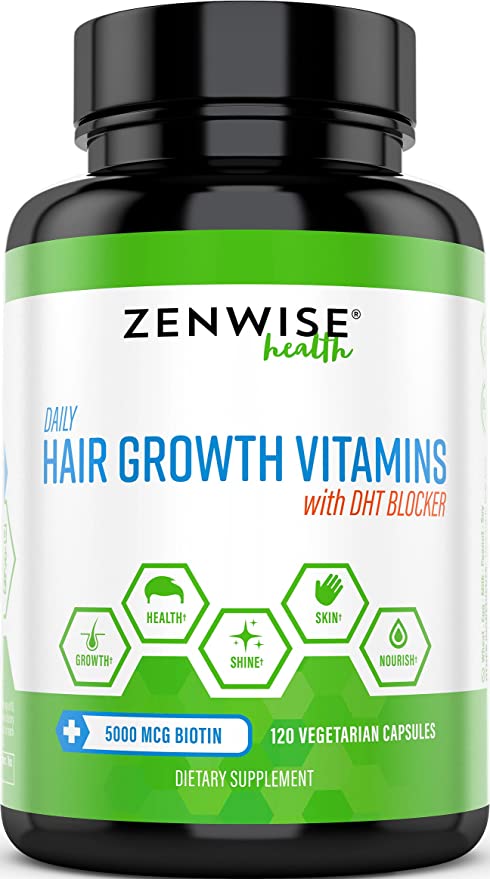 Hair Growth Vitamins Supplement - 5000 mcg Biotin & DHT Blocker Hair Loss Treatment for Men & Women - 2 Month Supply With Vitamin A & E to Stimulate Faster Regrowth   Care for Damaged Hair - 120 Pills