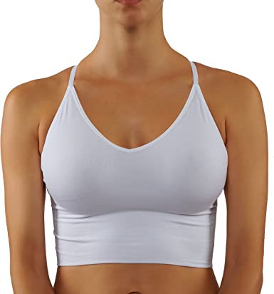 ROUGHRIVER Women's Crop Top Yoga Bra CRIS Cross Strapy Back Removable Padding Cami
