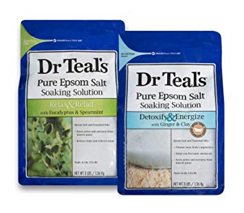Dr Teal's Epsom Salt Soaking Solution, Eucalyptus and Detoxify & Energize, 2 Count - 6lbs Total