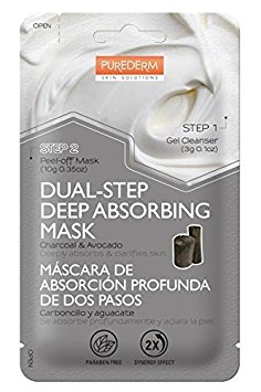 PUREDERM DUAL-STEP Deep Absorbing Facial Peel-Off Mask Pore Treatment "CHARCOAL&AVOCADO" ( 5 packs )