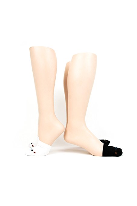 Foot Traffic The Ultimate Footie, Slipon Half Sock (2 pairs), Black and White, One size