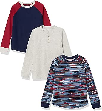 Amazon Essentials Boys and Toddlers' Long-Sleeve Knit Thermal T-Shirt, Pack of 3