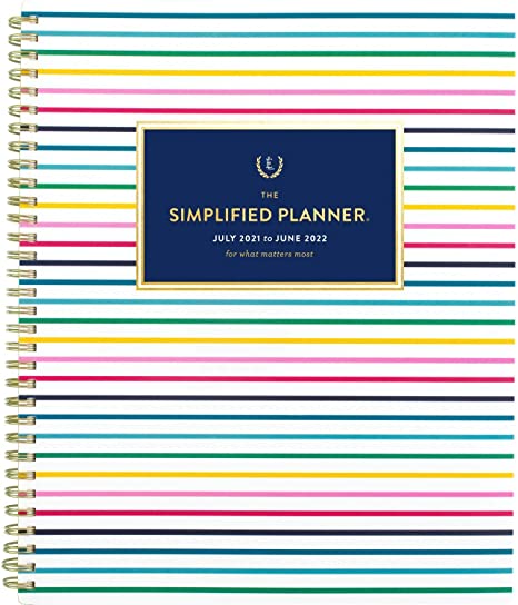 Academic Planner 2021-2022, Simplified by Emily Ley for AT-A-GLANCE Weekly & Monthly Planner, 8-1/2" x 11", Large, for School, Teacher, Student, Thin Happy Stripe (EL60-905A)