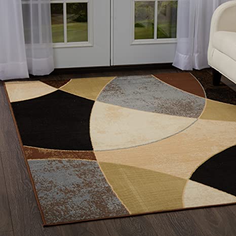 Home Dynamix Optimum Napoli Area Rug 7'8" x10'4", Bold Geometric Shapes Brown/Beige