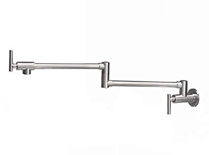 Aquafaucet Brushed Nickel Wall Mounted Pot Filler Kitchen Faucet With Double Joint Swing Arm