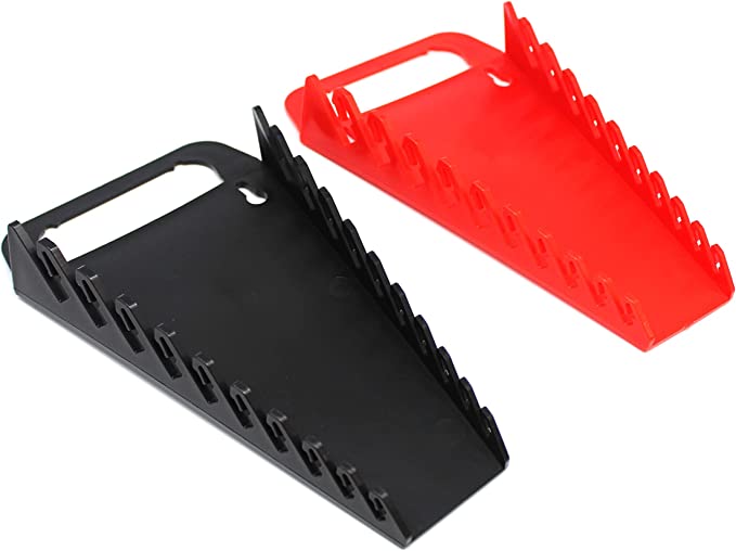 10-Tool Gripper Wrench Organizer Tray Kit - 2 Plastic Portable Gripper Tray Holders (2 Piece Kit, Black & Red)