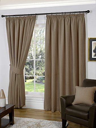 Hamilton McBride Wexford Latte Fully Lined Readymade Curtain Pair 66x72in(167x182cm)