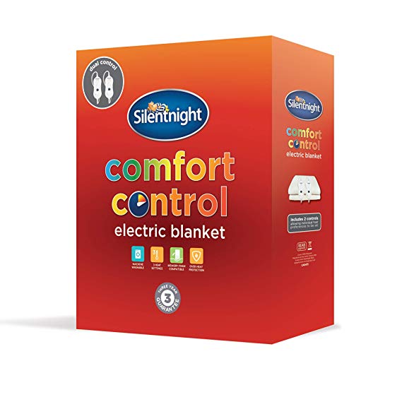 Silentnight Dual Control Electric Blanket, Polyester, White, Double