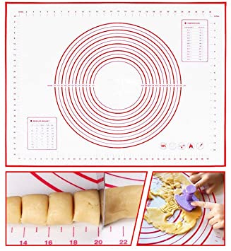 Silicone Baking Mat Extra Large (24“ x 16”) Not-Slip Dough Rolling Mats, Pie Crust Mat Reusable BPA Free Non-Stick Silicone Pastry Mat with Measurement