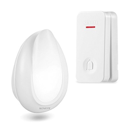 NOVETE Ecody Wireless Doorbell with LED Light, Door Chime Kit w/ Kinetic Self Powered (No Battery Required) and IP7 Waterproof Weatherproof (Immersible in water) Transmitter