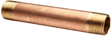 Red Brass Pipe Fitting, Nipple, Schedule 40 Seamless, 3/4" NPT Male X 3-1/2" Length