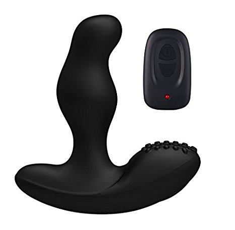 Cupider 16 Modes G-spot 360 degrees rotating Stimulator Anal Vibrator 100% Silicone Vibrating Prostate Stimulation Massager Remote Controlled Vibrating Sex Toy Adult Toy for Men (Black) (18 modes)