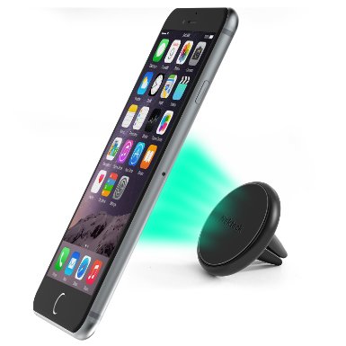 Car Mount, [Upgraded] Nekteck Extra Slim Air Vent Magnetic Car Mount Holder for iPhone 6S/ 6 6 Plus, SE, 5s, Samsung Galaxy S6/S7 Edge Plus S5 Note 5 4 3, LG G5, Nexus 6P 5X More, Black
