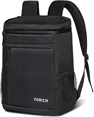 FORICH Cooler Backpack Soft Backpack Cooler Bag Leak Proof Insulated Cooler Backpacks to Beach Camping Hiking Picnic Work Lunch Travel for Men Women (Black)