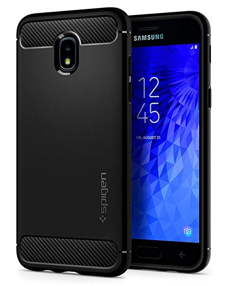 Spigen Rugged Armor Galaxy J3 Case, Galaxy J3 Eclipse 2,Galaxy J3 Orbit, Galaxy J3 2018 case with Flexible and Durable Shock Absorption with Carbon Fiber Design for Samsung Galaxy J3 (2018) - Black