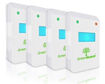 GreenGuard Ultrasonic Pest Repeller (4-Pack) - Indoor Repellant for Mice, Mosquitos, Roaches, Spiders, Insects, & Rodents - Ecofriendly Bug Repeller - Children & Pet Safe, Non-Toxic, Discreet Plug In
