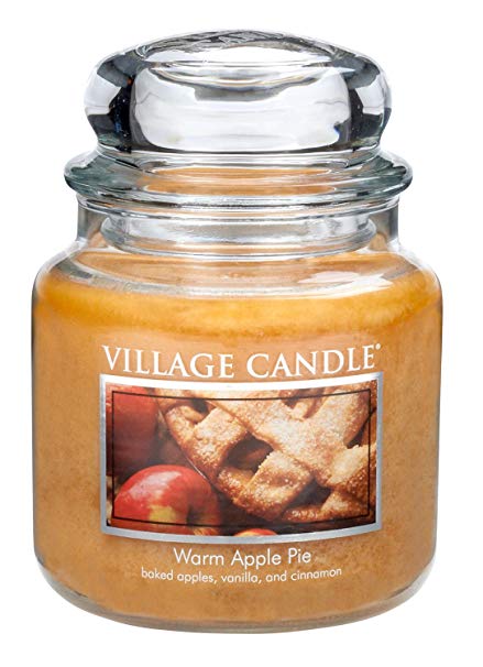 Village Candle Warm Apple Pie 16 oz Glass Jar Scented Candle, Medium