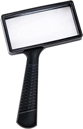 Large Rectangular Handheld Magnifying Glass，5X Magnification，4x2inches Handheld Magnifier，Scratch Resistant Glass Lens，Large Horizontal Viewing Area，for Seniors Reading，Hobbies，Repai， Observation