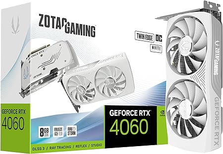 ZOTAC Gaming GeForce RTX 4060 8GB Twin Edge OC White Edition DLSS 3 8GB GDDR6 128-bit 17 Gbps PCIE 4.0 Compact Gaming Graphics Card, ZT-D40600Q-10M