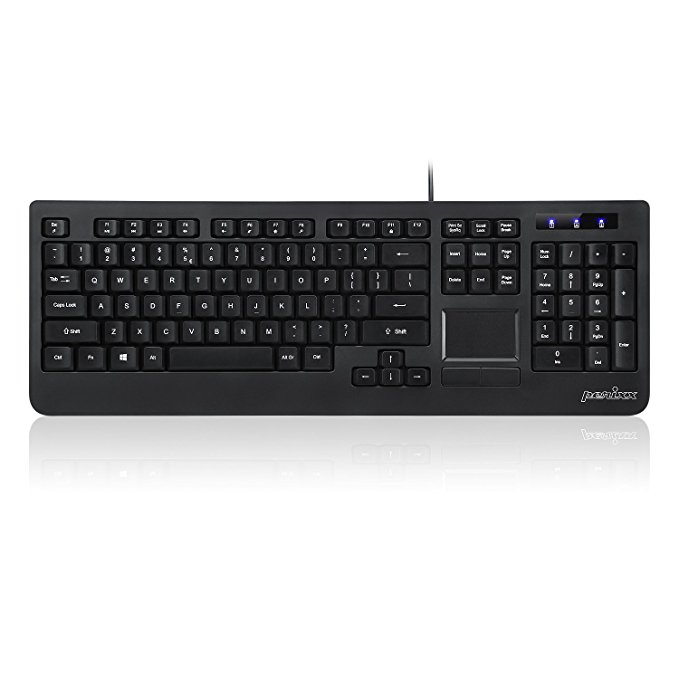Perixx PERIBOARD-513II Wired Keyboard with Touchpad - Standard Full Size Layout - Fit with Professional or Industrial Use - US English Layout