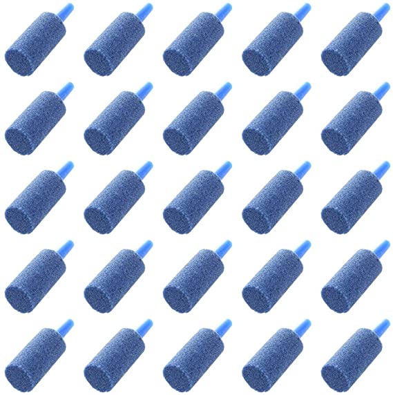 MOTZU Pack of 50 Air Stones Cylinder, Mineral Stone Air Bubble Diffuser, Fish Tank Bubbling Release Aerator for Aquarium and Hydroponics Air Pump