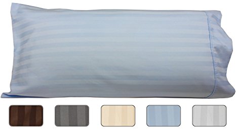 Body Pillowcase, 100% Egyptian Cotton, 540 Thread Count, 21x60 Pillow Cover, Striped With Wrinkle Guard by American Pillowcase, Fits 20x54, Light Blue