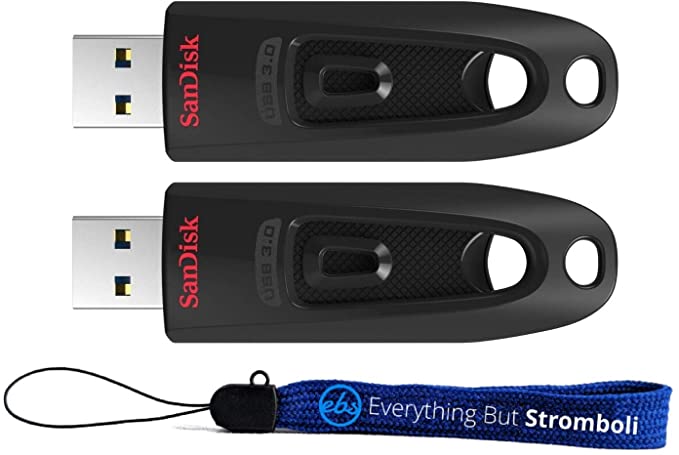 SanDisk 128GB (Two Pack Bundle) USB 3.0 Flash Ultra Memory Drive (SDCZ48-032G-UAM46) - with (1) Everything But Stromboli (tm) Lanyard