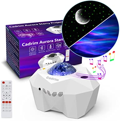 Cadrim Star Light Projector Aurora with Moon, LED Laser Starry Projection Built-in Bluetooth Speaker and Remote Multi-Color Night Lamp for Bedroom, Home Theater, Game Room and Mood Ambience