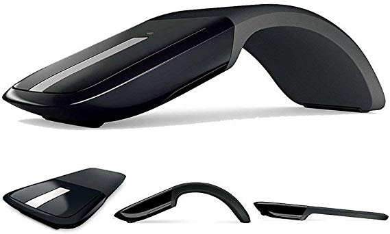 PoseiTun Wireless Mouse Foldable Folding Mice for Microsoft Laptop PC… (Black)
