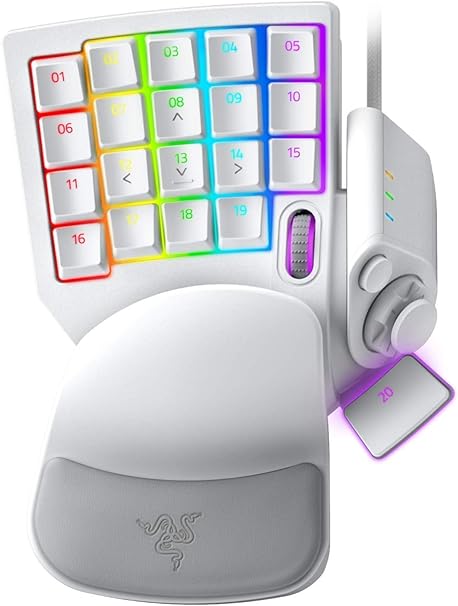 Razer Tartarus Pro - Analog Optical Switch Keypad (Adjustable Actuation, 32 Programmable Keys, 8 Quick-Toggle Profiles, Unlimited Macro Length & Profile Storage) Mercury White