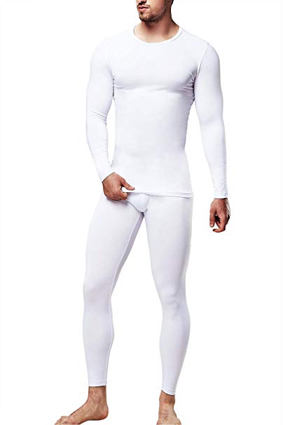 DEVOPS Men's Thermal Wintergear Heat-Chain Microfiber Fleece Underwear Baselayer Top & Bottom (Long Johns) Set