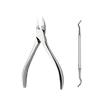 Nail Toenail Clippers for Thick Ingrown Toe Nail,Stainless Steel Toenail Clippers for Thick or Fungus Nails for Seniors with Soft Rubber Handle (white)