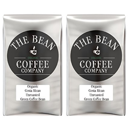 The Bean Coffee Company Organic Unroasted Green Coffee Beans, Costa Rican, 16-Ounce Bags (Pack of 2)