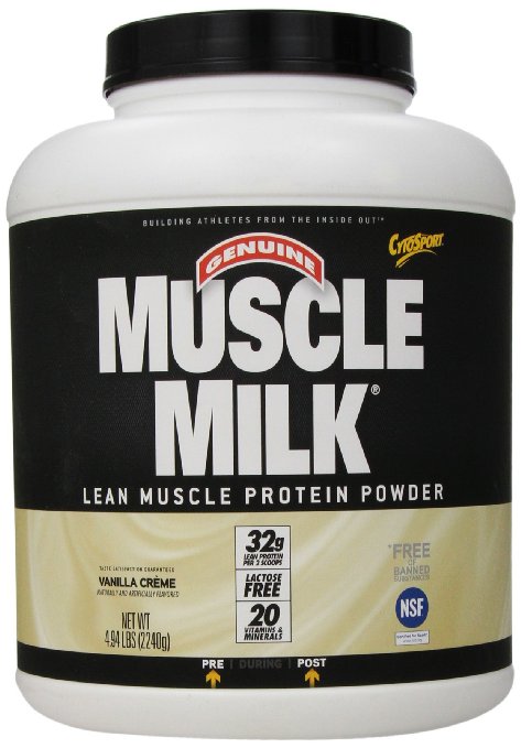 Muscle Milk Genuine Protein Powder, Vanilla Crème, 32g Protein, 4.94 Pound