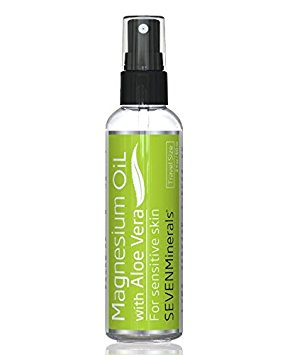 Travel Size Magnesium Oil with Aloe Vera - LESS ITCHY - Made in USA - FREE eBook - SEE RESULTS OR MONEY-BACK - Best Cure for Restless Legs, Leg Cramps, Sore Muscles. Get Better Sleep!