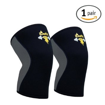 iDofit Knee Sleeves (a Pair of 2) Support & Compression for Weightlifting, Powerlifting & CrossFit - 5mm Neoprene Knee Sleeve Brace Best for Squats, Gym Workout & Fitness Sessions - For Men and Women